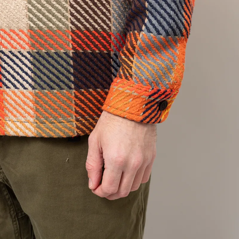 Wax London Whiting Overshirt Orange Multi Pike Check-9