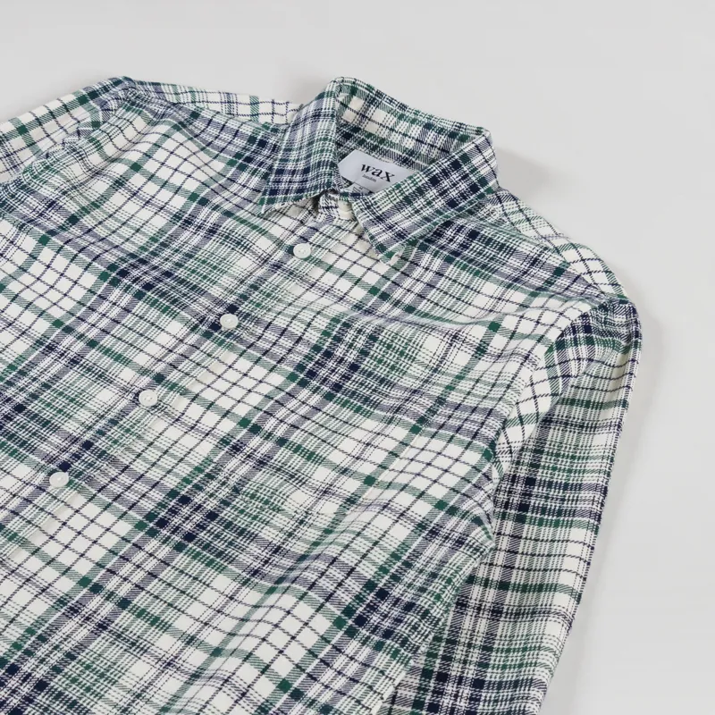 Wax London Shelly Shirt Flannel Navy Green-2