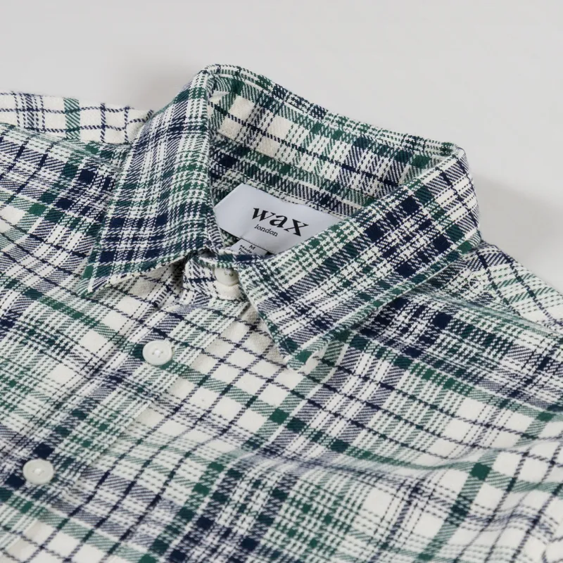 Wax London Shelly Shirt Flannel Navy Green-4