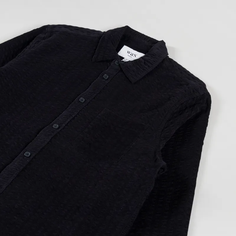 Wax London Shelly Shirt Seersucker Cord Black-2