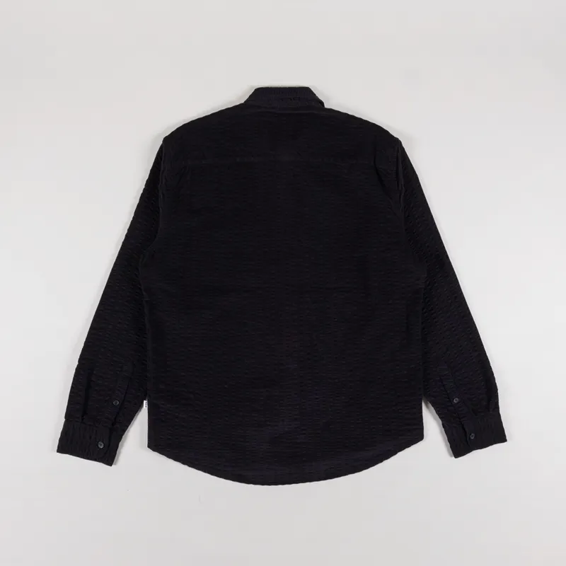 Wax London Shelly Shirt Seersucker Cord Black-1
