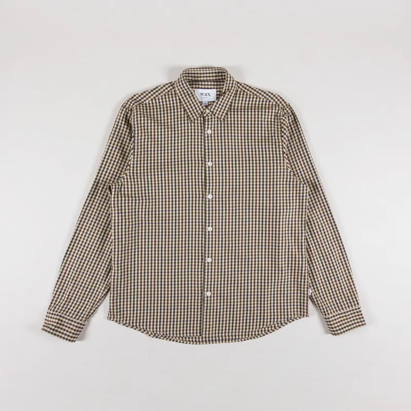 Wax London Mens Long Sleeve Trin Shirt Trad Check Beige Multi