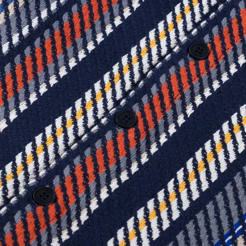 Wax London Whiting Overshirt Vertical Stripe Navy Orange-7