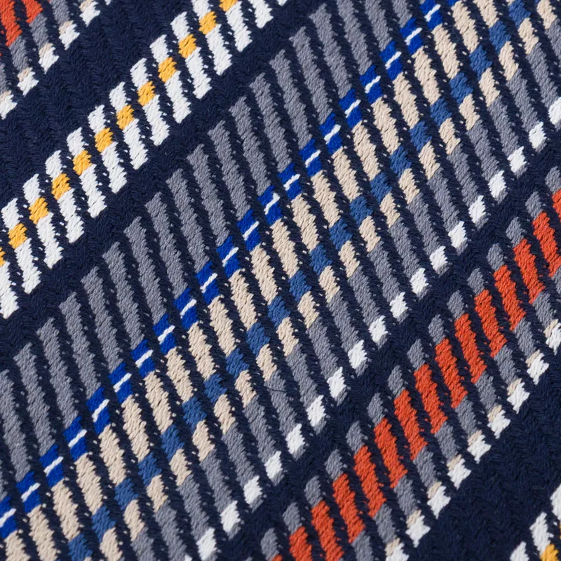 Wax London Whiting Overshirt Vertical Stripe Navy Orange-5