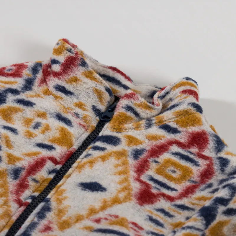 Wax London Cozi Fleece Jacket Ecru Mustard Geo-4