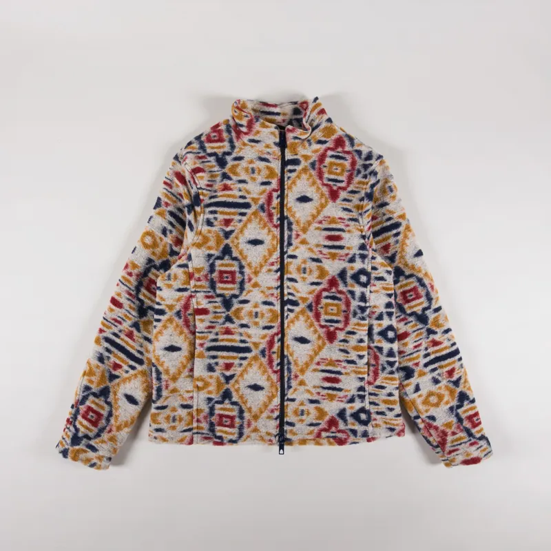 Wax London Cozi Fleece Jacket Ecru Mustard Geo