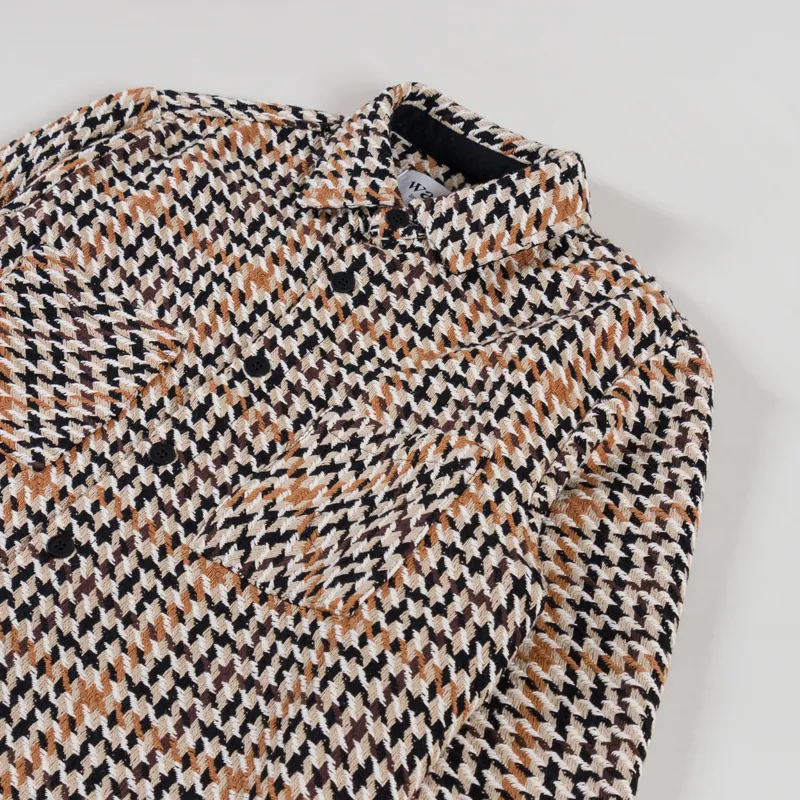 Wax London Whiting Overshirt Houndstooth Weave Natural-2