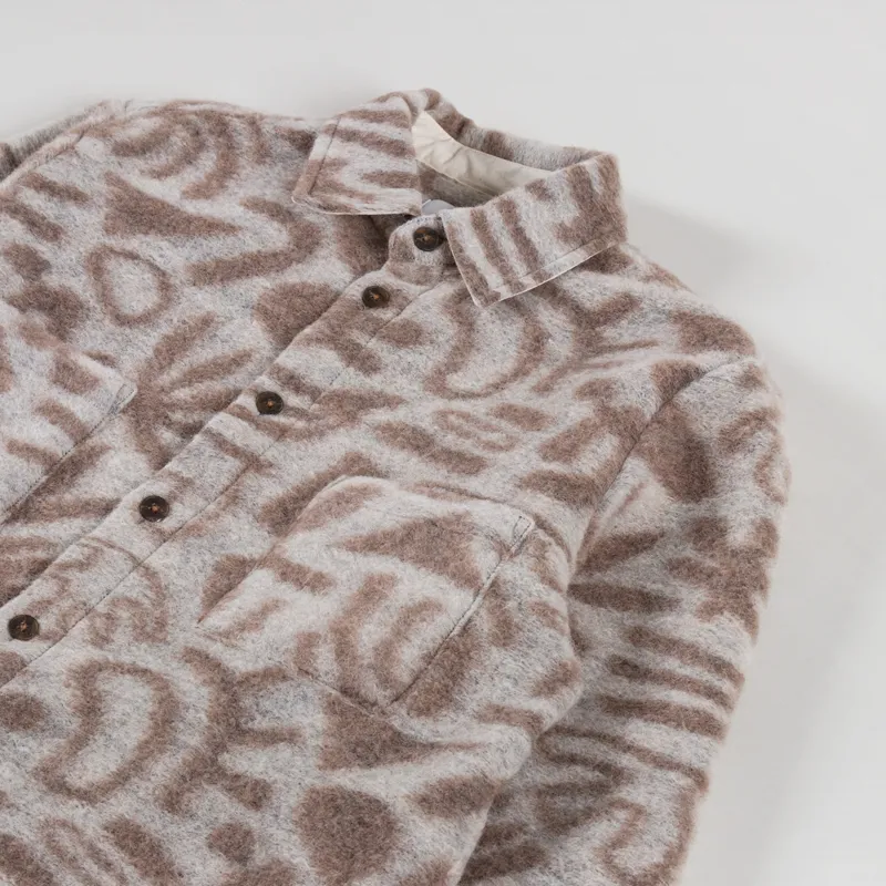 Wax London Whiting Overshirt Squiggle Fleece Ecru-2