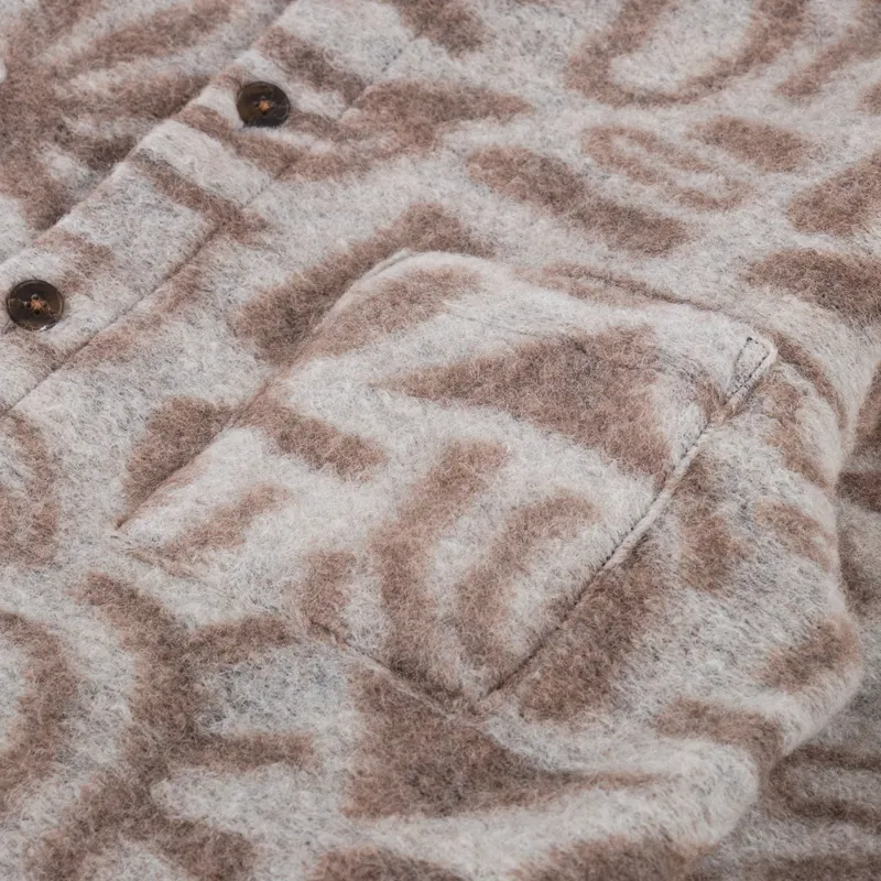 Wax London Whiting Overshirt Squiggle Fleece Ecru-6