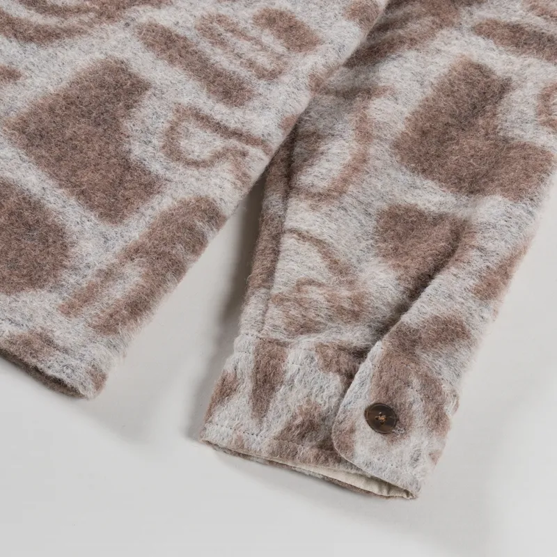 Wax London Whiting Overshirt Squiggle Fleece Ecru-9