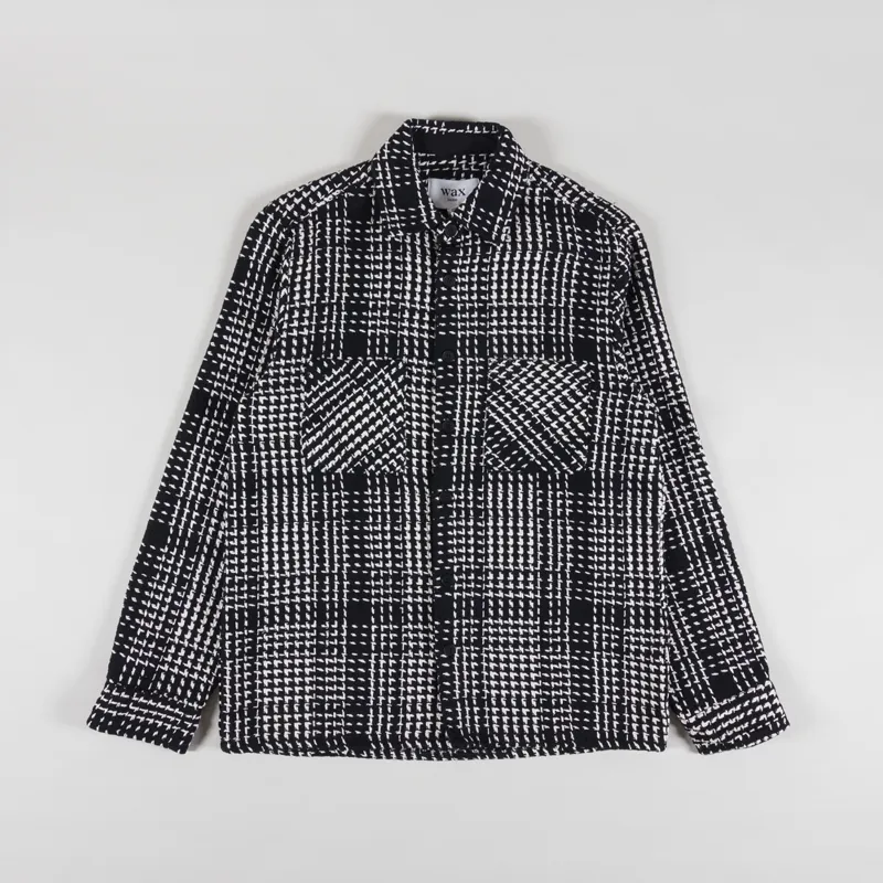 Wax London Mens Whiting Long Sleeve Overshirt Twin Weave Black
