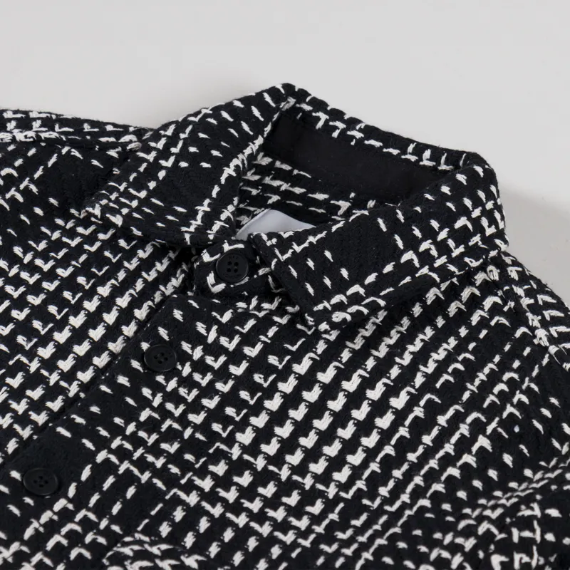 Wax London Mens Whiting Long Sleeve Overshirt Twin Weave Black