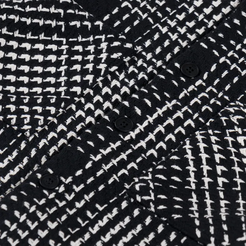 Wax London Mens Whiting Long Sleeve Overshirt Twin Weave Black