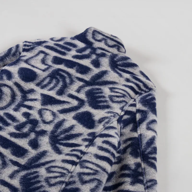 Wax London Cozi Fleece Jacket Ecru Navy Squiggle-3