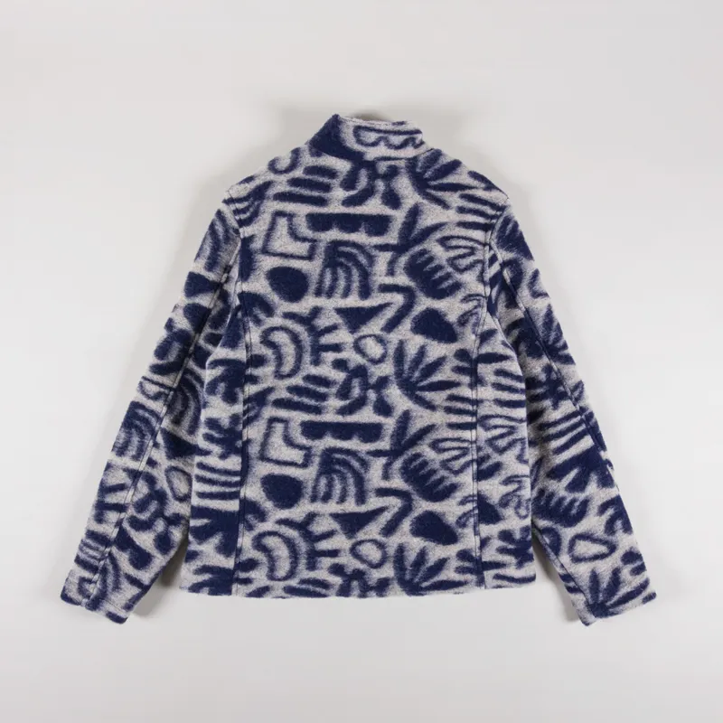Wax London Cozi Fleece Jacket Ecru Navy Squiggle-1