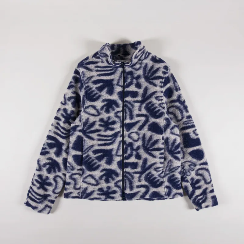 Wax London Cozi Fleece Jacket Ecru Navy Squiggle