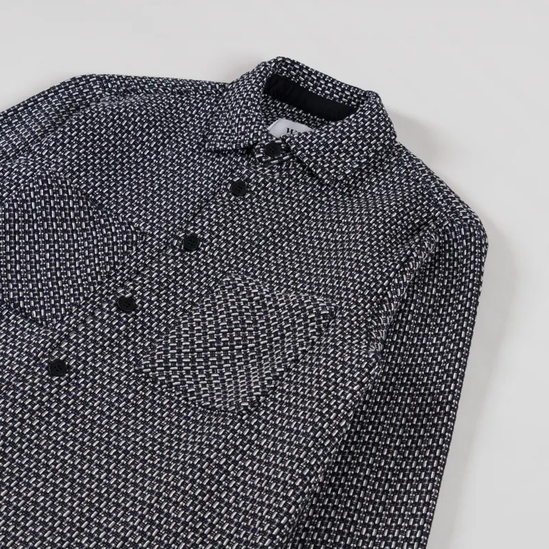 Wax London Whiting Overshirt Chiltern Black Navy-2