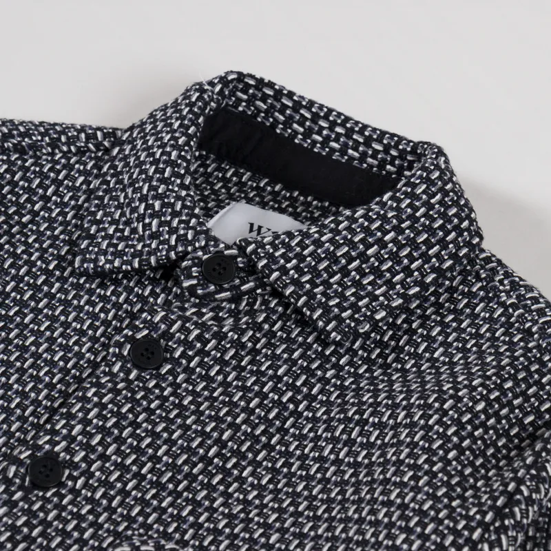 Wax London Whiting Overshirt Chiltern Black Navy-4