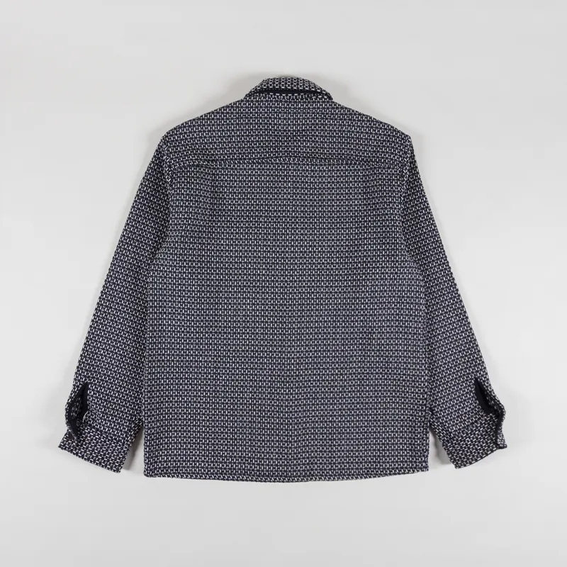 Wax London Whiting Overshirt Chiltern Black Navy-1