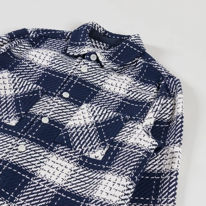 Wax London Whiting Overshirt Navy Marine Beatnik-2