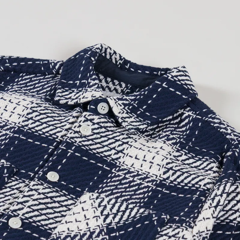 Wax London Whiting Overshirt Navy Marine Beatnik-4