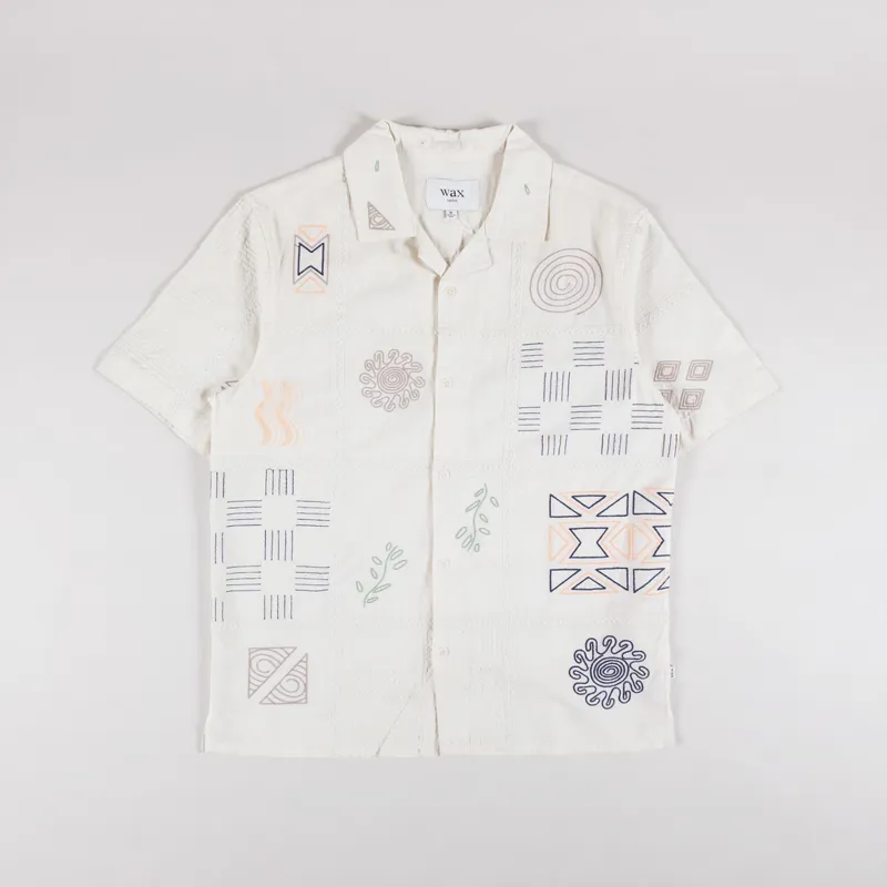 Wax London Didcot Shirt Doodle Embroidered Ecru