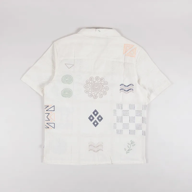 Wax London Didcot Shirt Doodle Embroidered Ecru-1