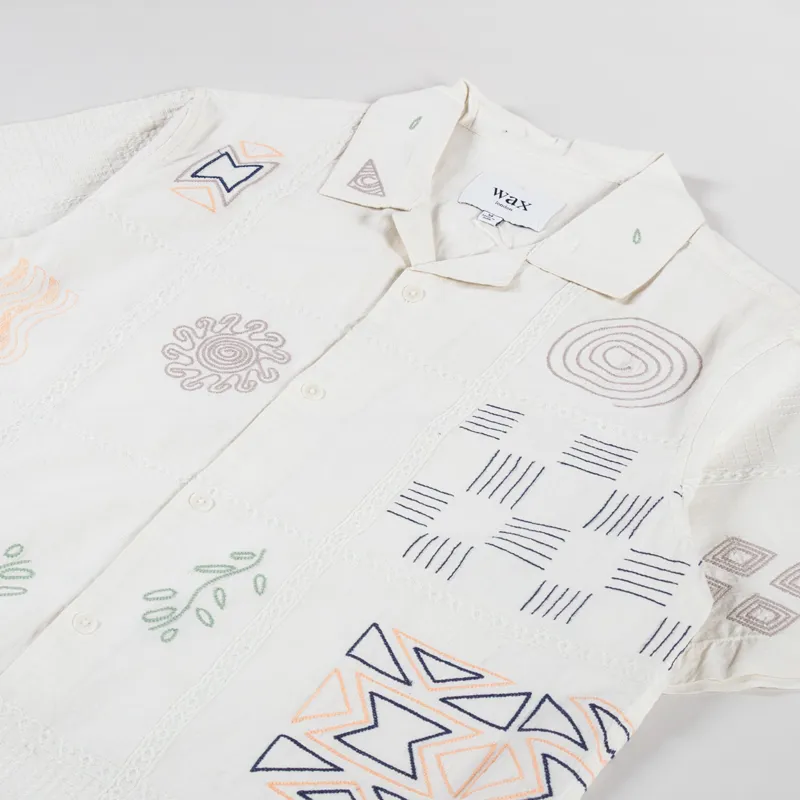 Wax London Didcot Shirt Doodle Embroidered Ecru-2