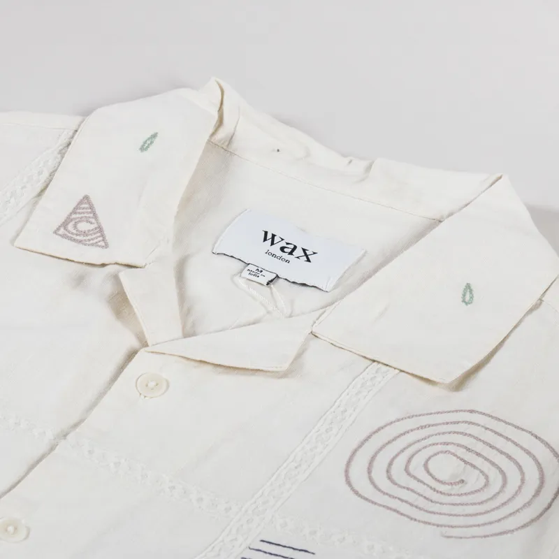 Wax London Didcot Shirt Doodle Embroidered Ecru-4