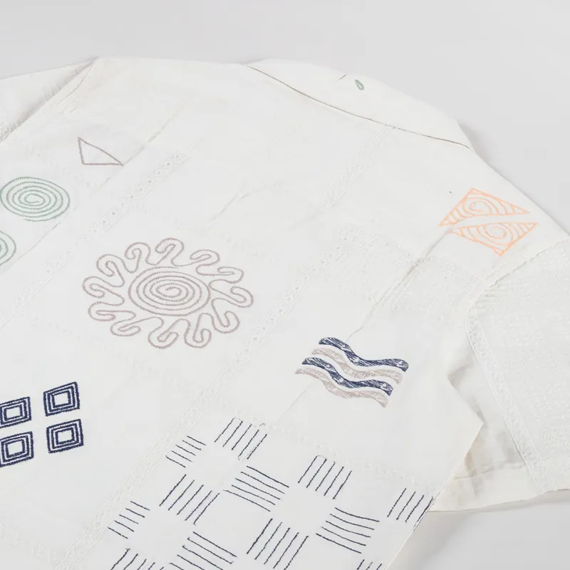 Wax London Didcot Shirt Doodle Embroidered Ecru-3