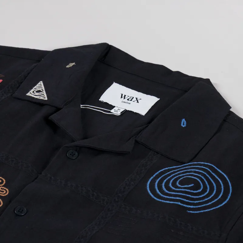 Wax London Didcot Shirt Doodle Embroidered Navy-4