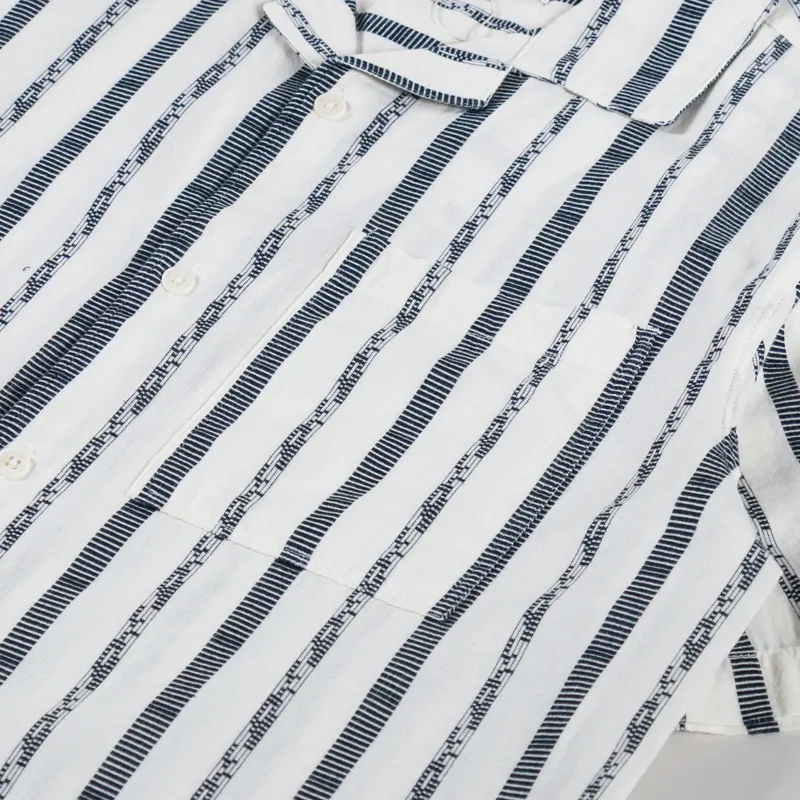 Wax London Didcot Shirt Fleck Stripe Ecru-3