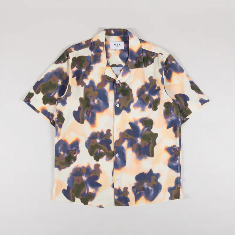 Wax London Didcot Shirt Floral Blur Peach Blue