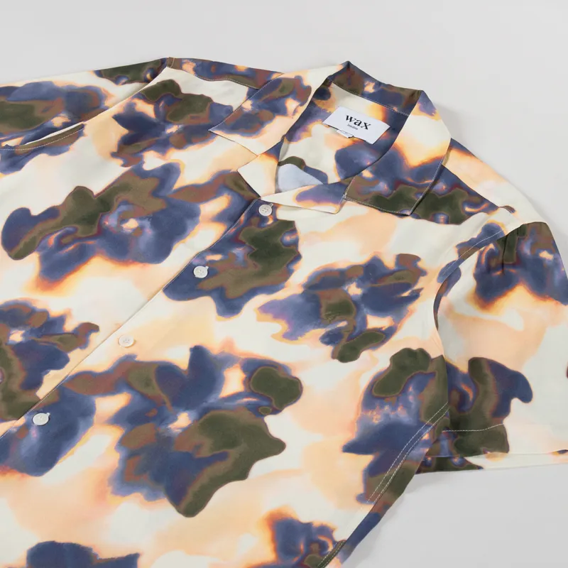 Wax London Didcot Shirt Floral Blur Peach Blue-1
