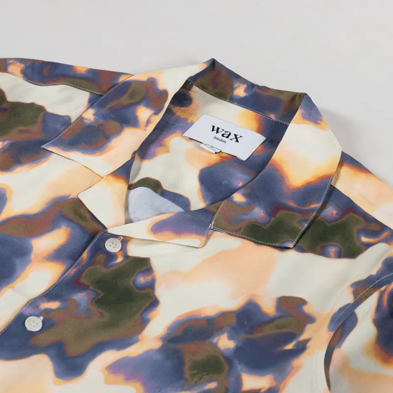 Wax London Didcot Shirt Floral Blur Peach Blue-2