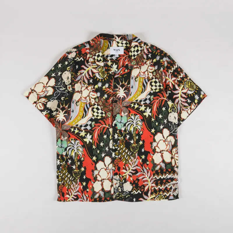 Wax London Didcot Shirt Abstract Vacation Black Multi