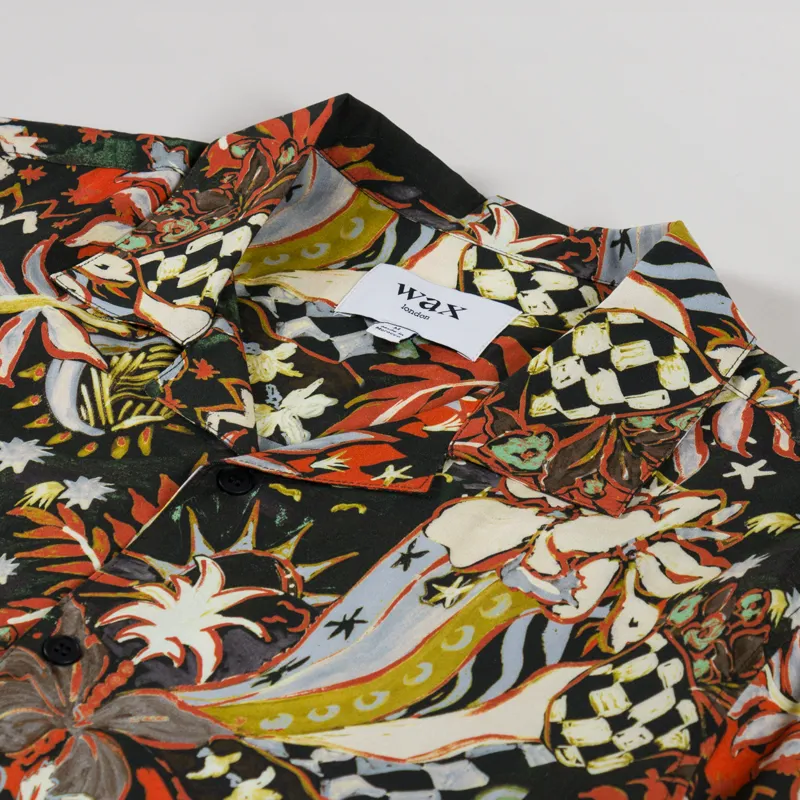 Wax London Didcot Shirt Abstract Vacation Black Multi-2