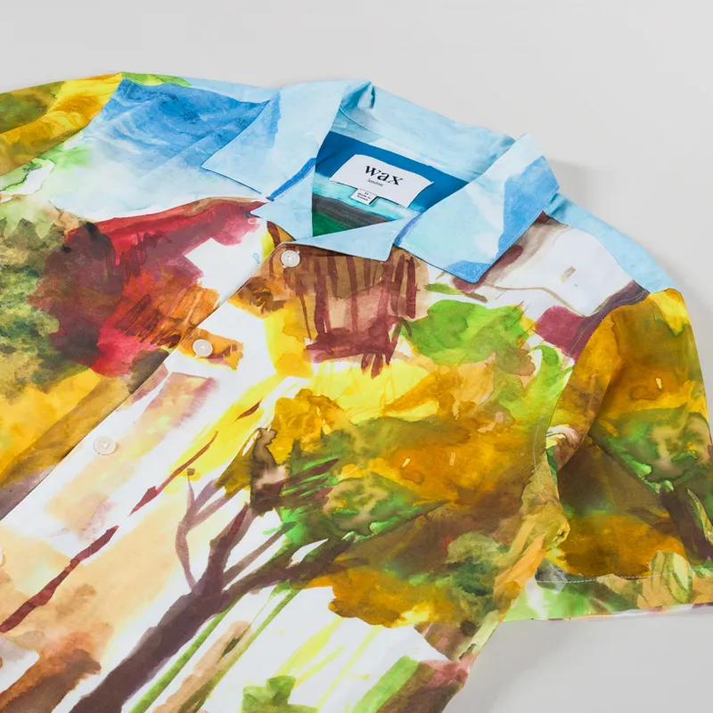 Wax London Didcot Shirt Watercolour Abstract Painting Green Multi-1