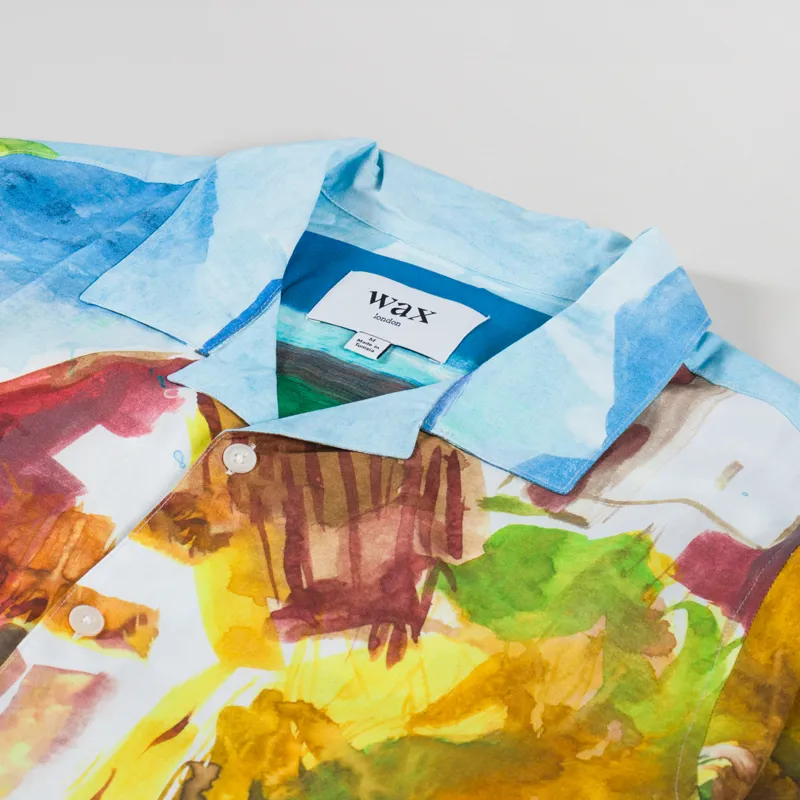 Wax London Didcot Shirt Watercolour Abstract Painting Green Multi-2