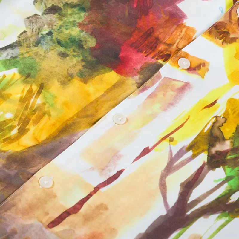 Wax London Didcot Shirt Watercolour Abstract Painting Green Multi-3