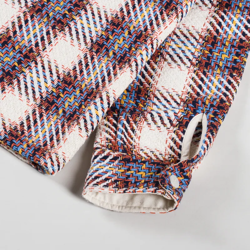 Wax London Whiting Overshirt Hutton Check Ecru Multi-8
