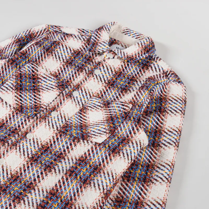 Wax London Whiting Overshirt Hutton Check Ecru Multi-2