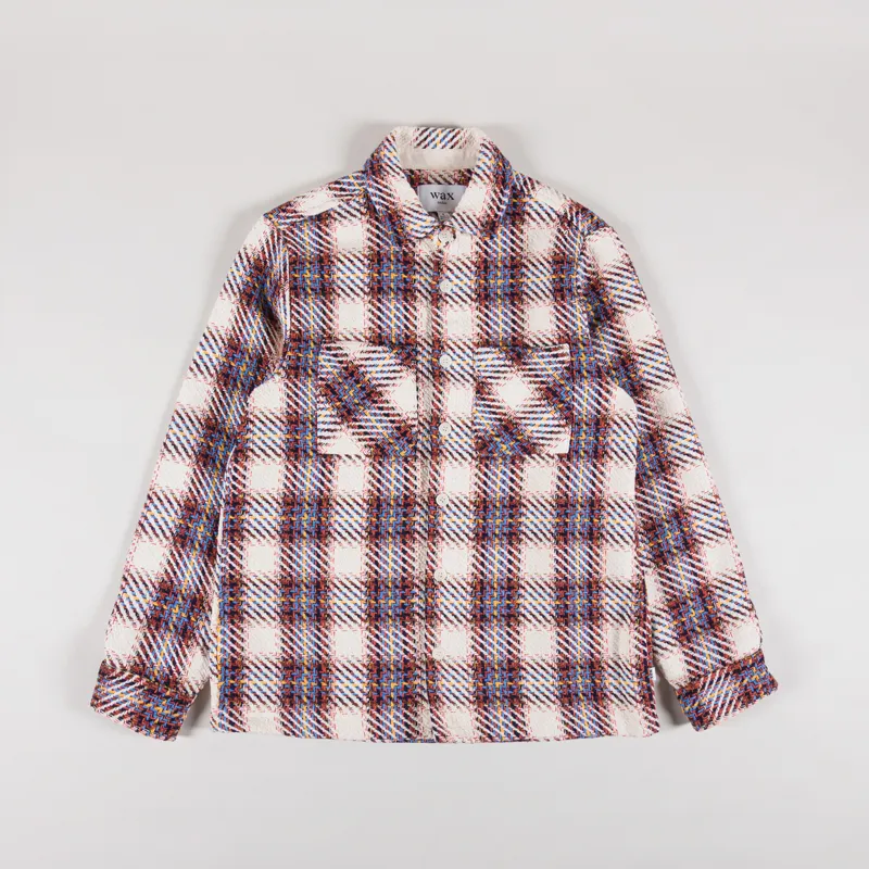 Wax London Whiting Overshirt Hutton Check Ecru Multi