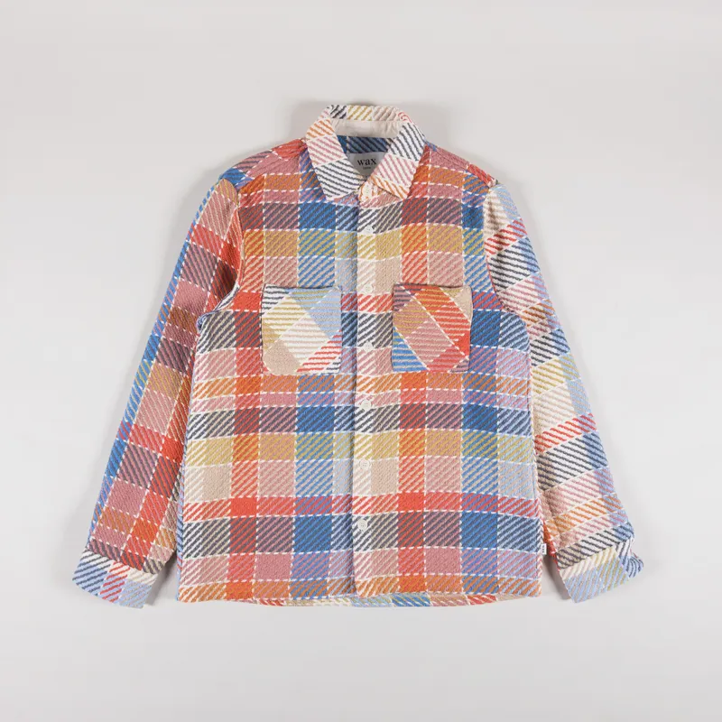 Wax London Whiting Overshirt Pike Check Blue Orange
