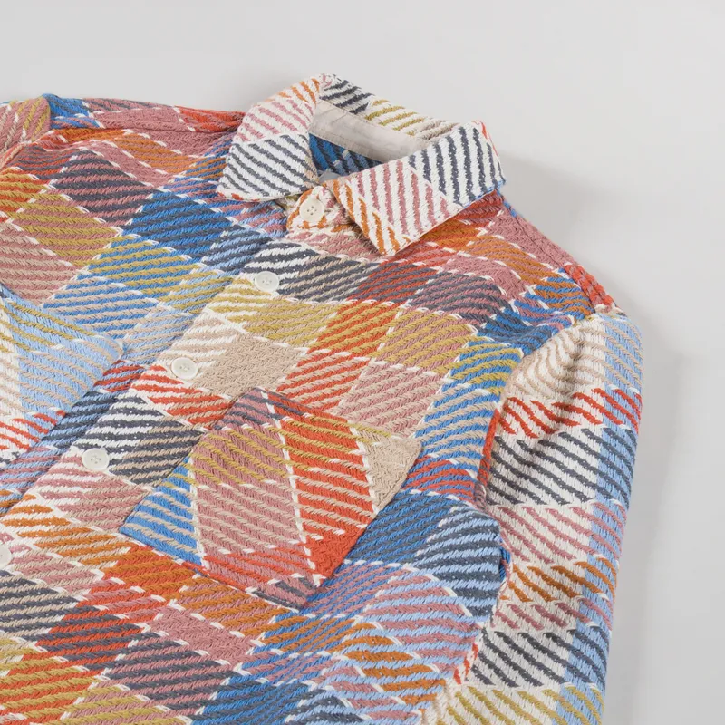 Wax London Whiting Overshirt Pike Check Blue Orange-2