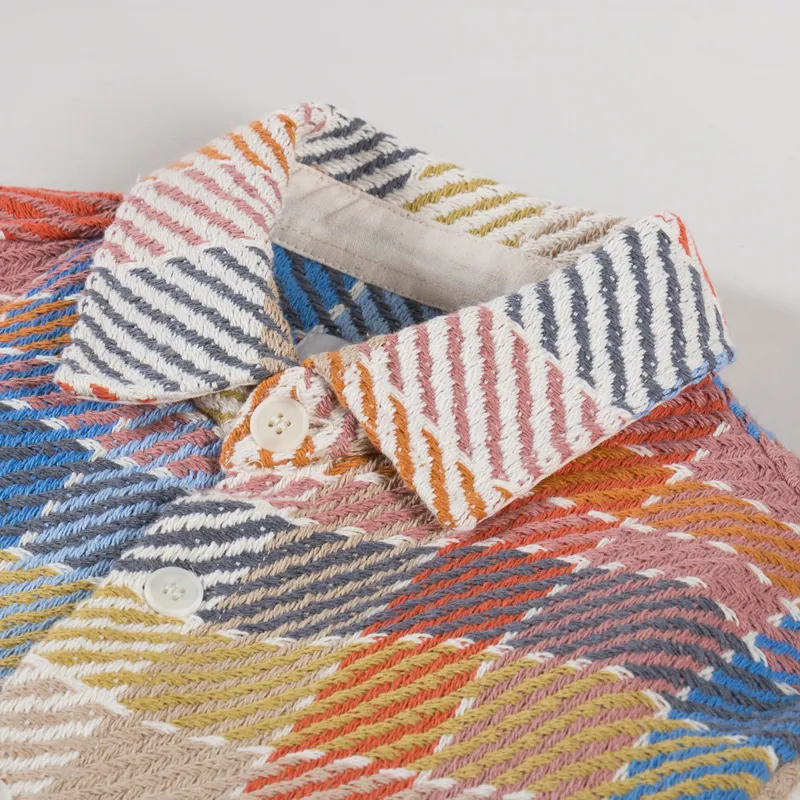 Wax London Whiting Overshirt Pike Check Blue Orange-4