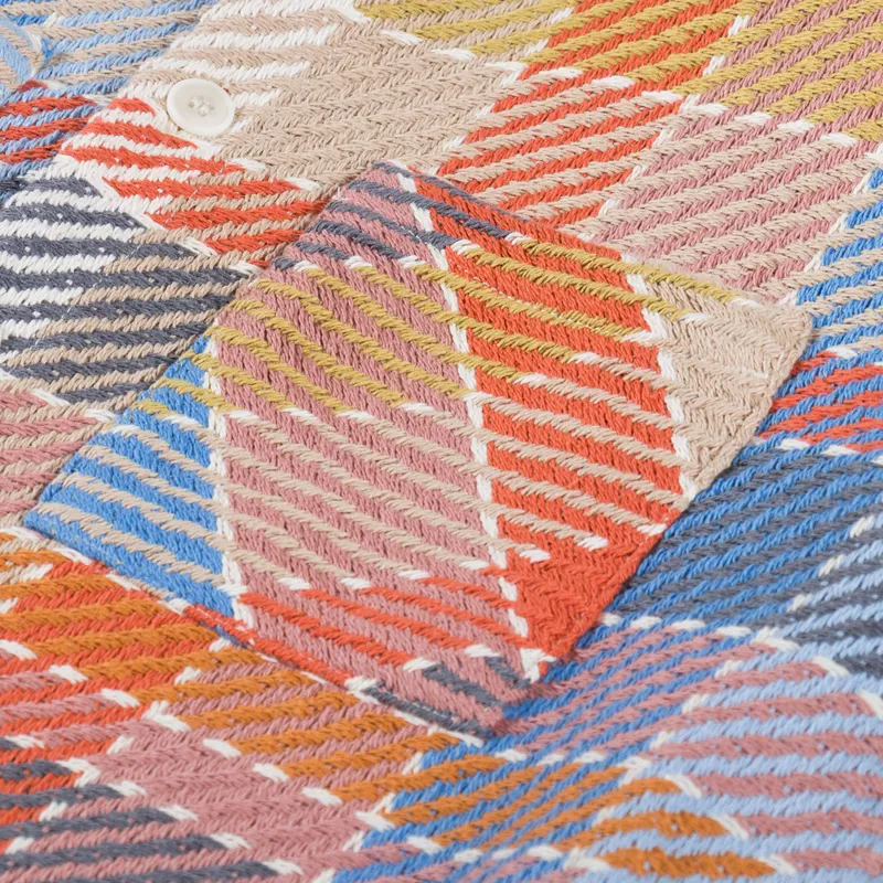 Wax London Whiting Overshirt Pike Check Blue Orange-6