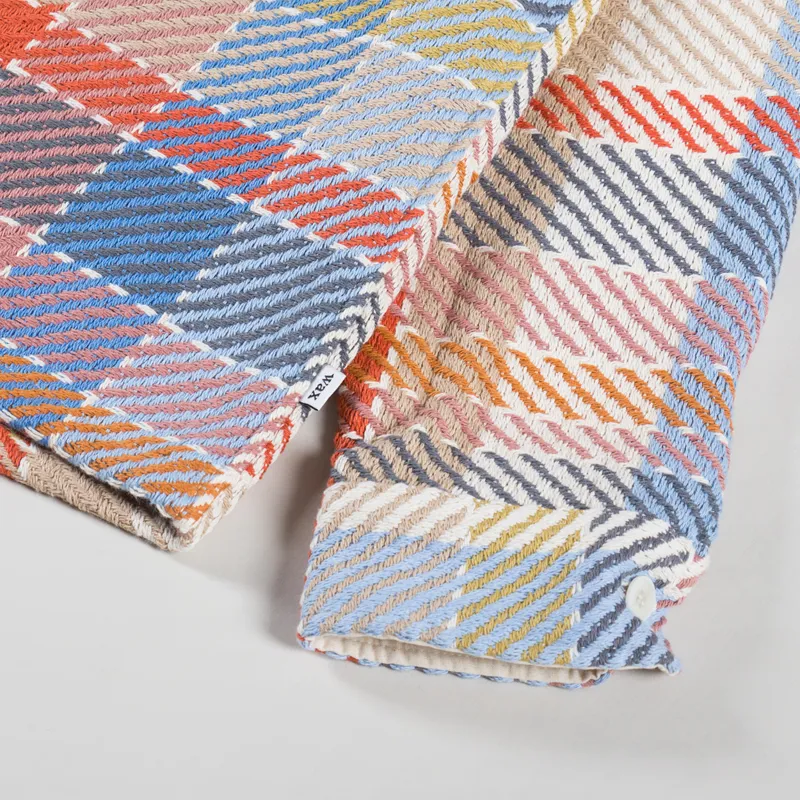 Wax London Whiting Overshirt Pike Check Blue Orange-8