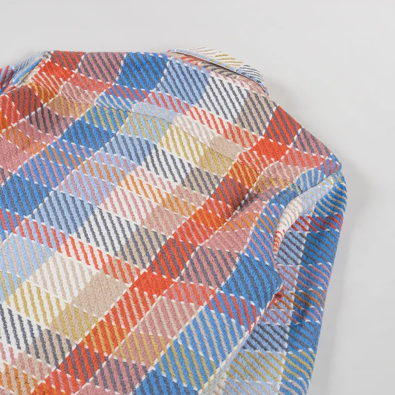 Wax London Whiting Overshirt Pike Check Blue Orange-3