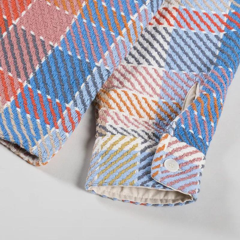 Wax London Whiting Overshirt Pike Check Blue Orange-9